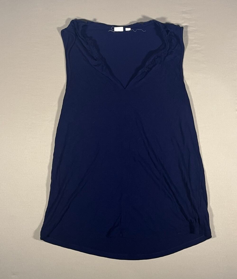 GAP Women’s Blue Lace-Trim V-Neck Sleeveless Knit Tank Top, Size L